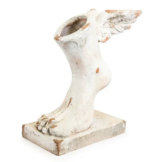 Large Rustic Stone Effect Winged Foot Planter - 40cm