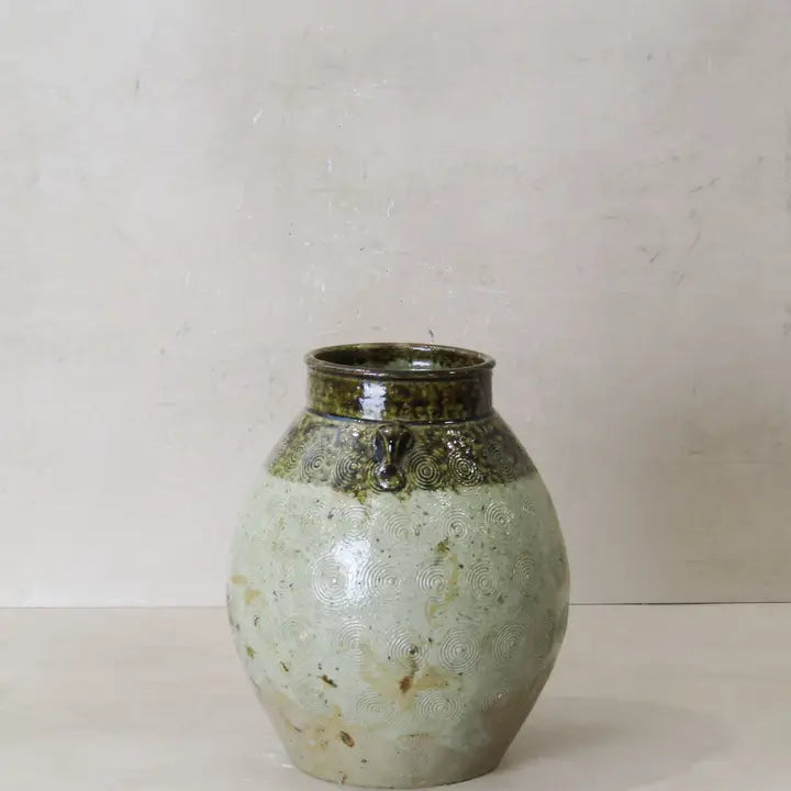 Vintage Glazed Yunnan Pot Leaf Green - 25cm