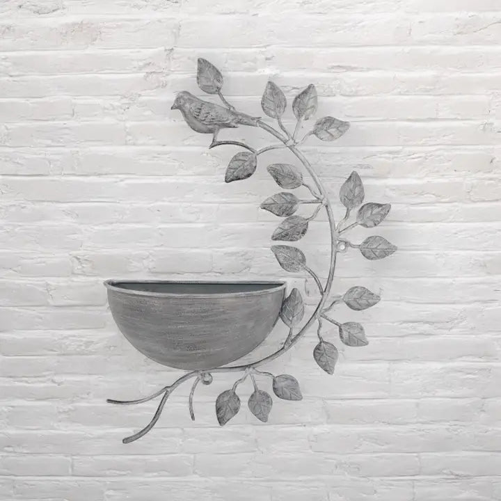 Grey Metal Wall Garden Planter - 42cm