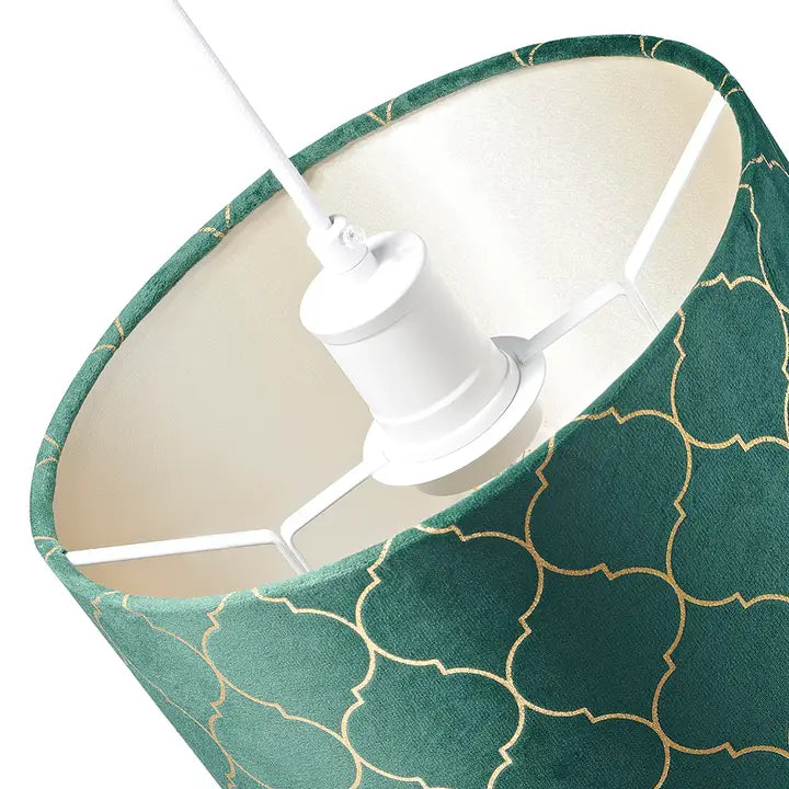 Soft Velvet Lamp Shade with Geometric Foil Decoration - 10"