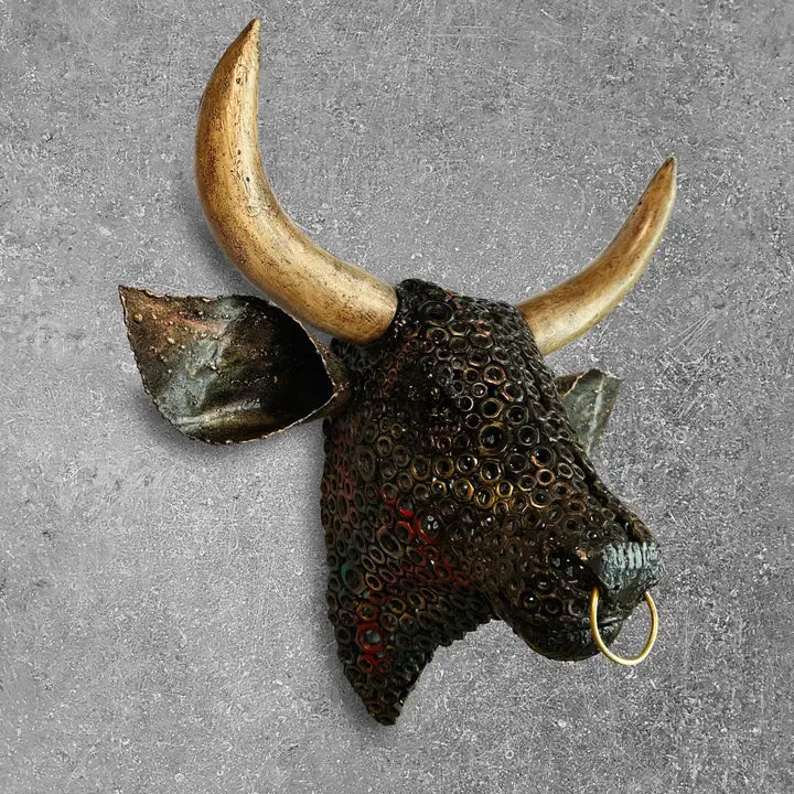 Urban Steel Bulls Head Wall Hanging - 40cm