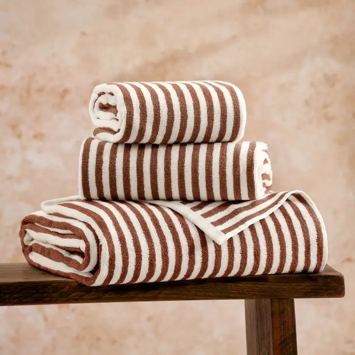 Hebden Striped Bath Sheet Pecan - 100% Cotton