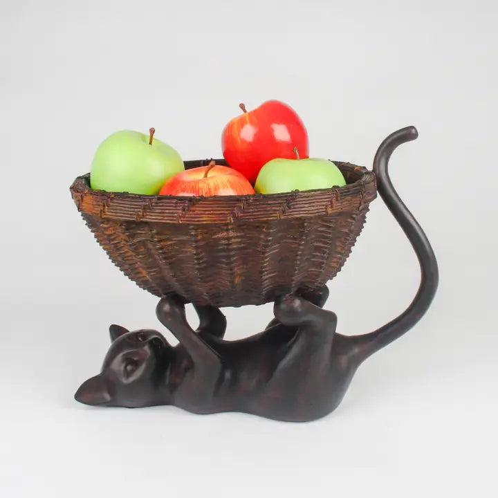 Cat Holding A Basket - 33cm