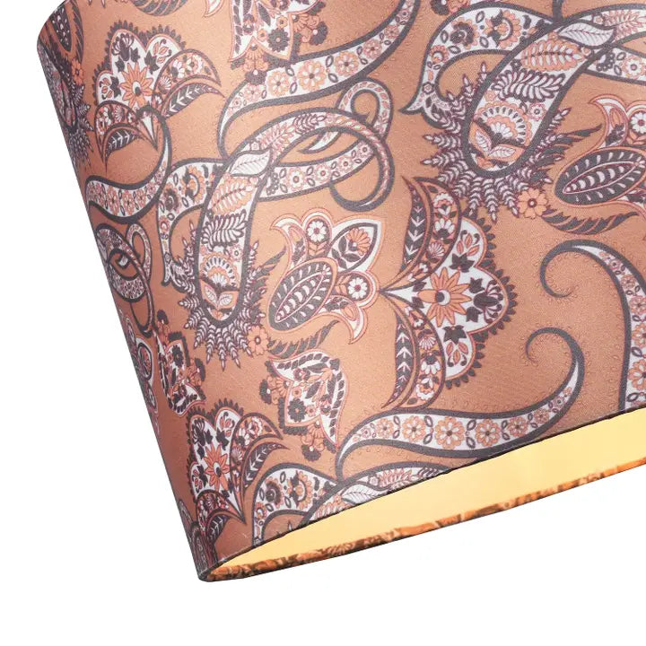 Oriental Ethnic Print Satin Fabric Lamp Shade - 12"