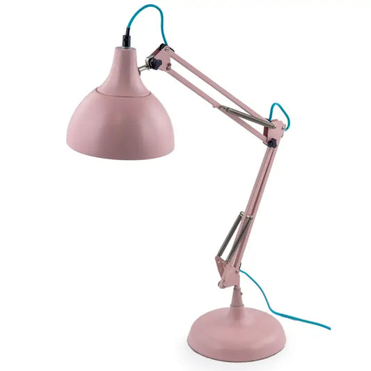 Matt Pink Traditional Desk Lamp (Pink Fabric Flex) - 75cm