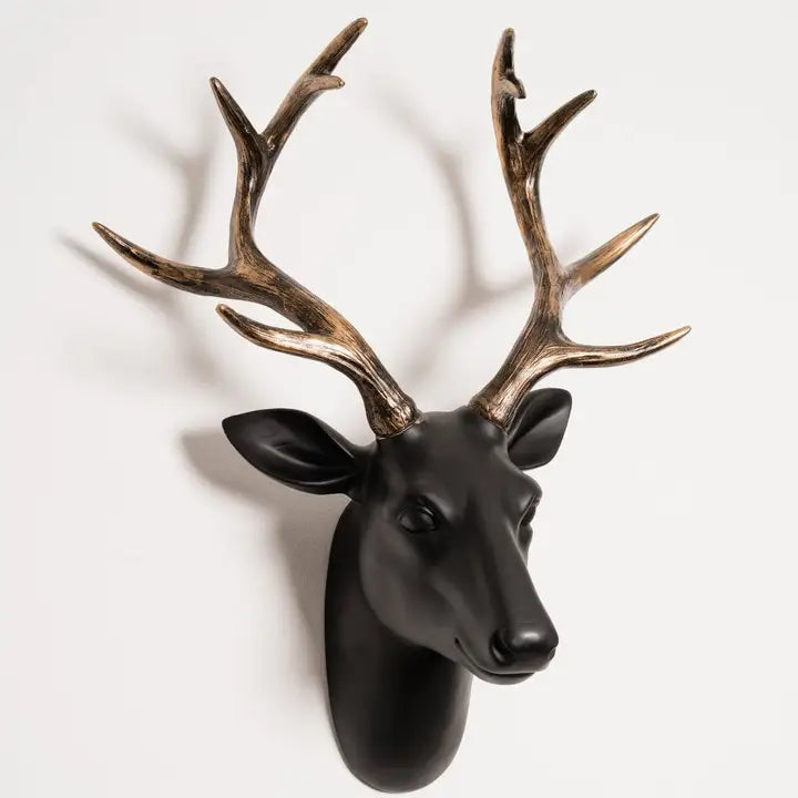 Black and Gold Stag Head - 43cm