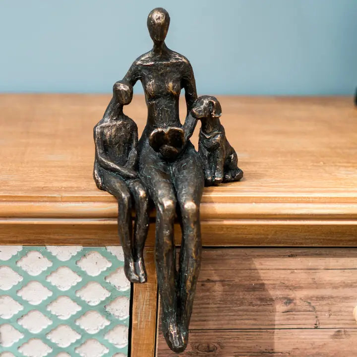 Mother Reading with Dog & Child - 26cm