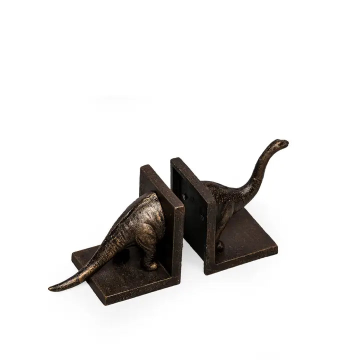 Cast Iron Antiqued Brontosaurus Bookends - 15cm