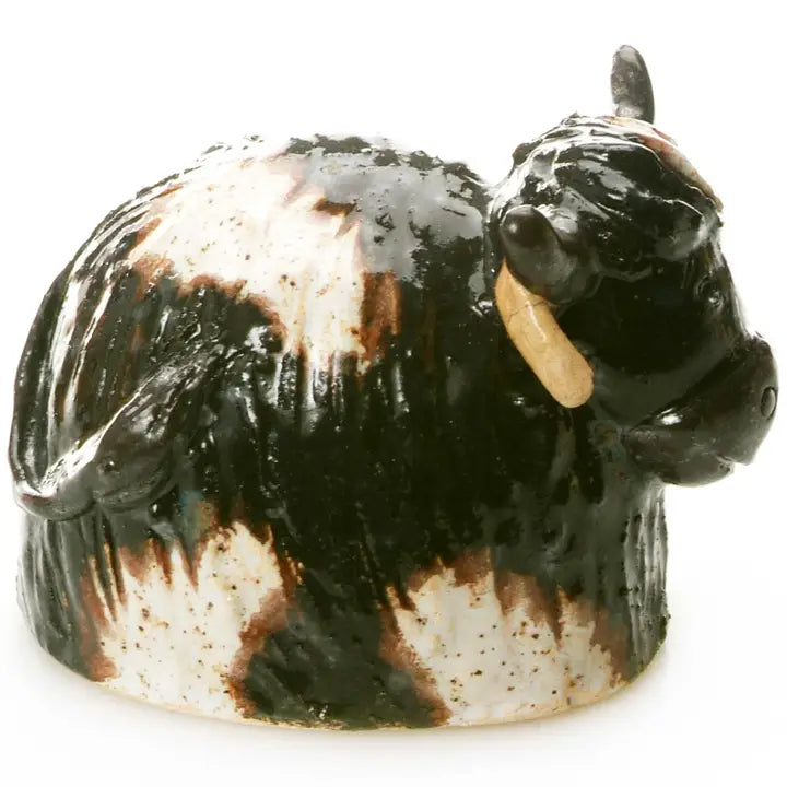 Round Cow Ceramic Figurine in Dairy - 12cm