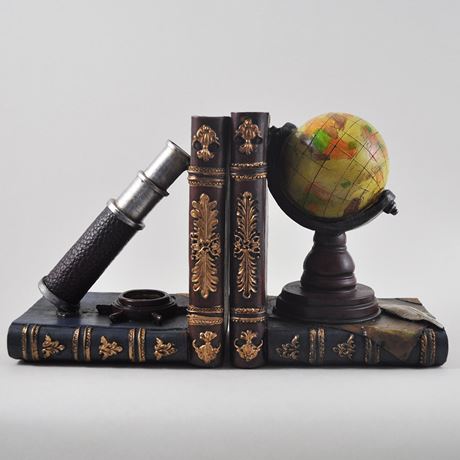 Globe & Telescope Bookends - 16cm