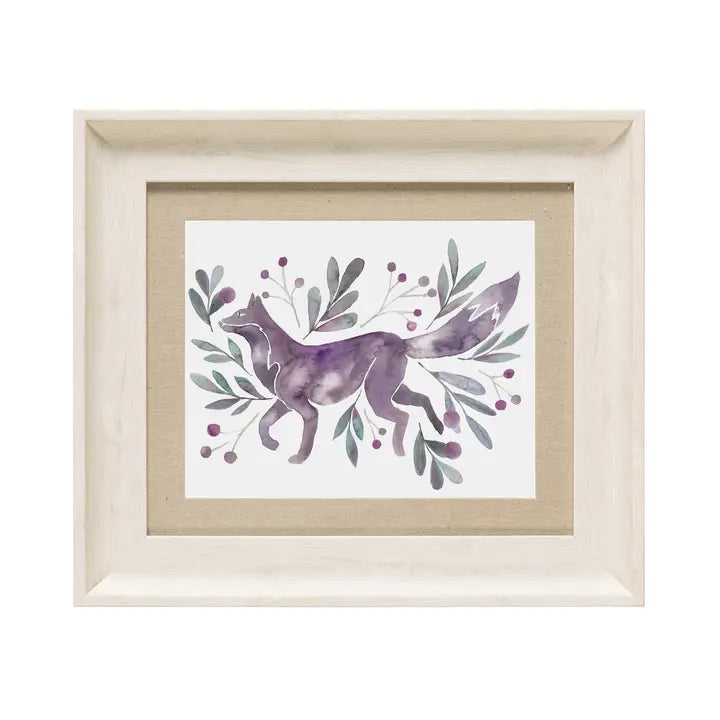 Nishiki Fox Framed Print Birch/Violet - 33.6x38.6cm