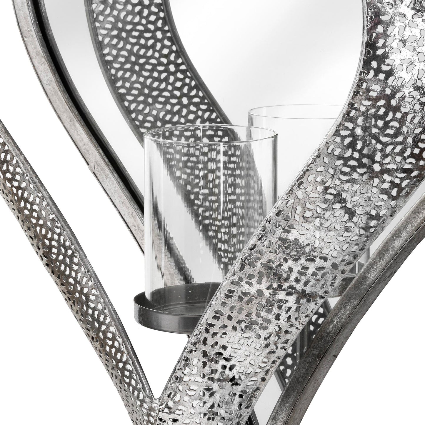 Silver Heart Mirrored Tealight Holder - 48cm