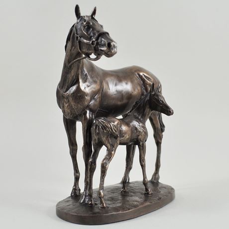 Mare & Foal, Cold Cast Bronze Sculpture by David Geenty - 17.5cm