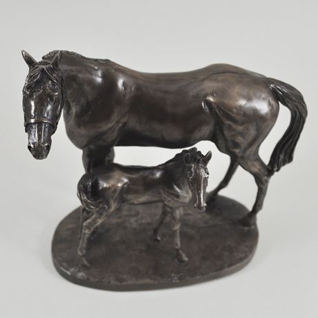 Mare & Foal, Cold Cast Bronze Sculpture by David Geenty - 17.5cm