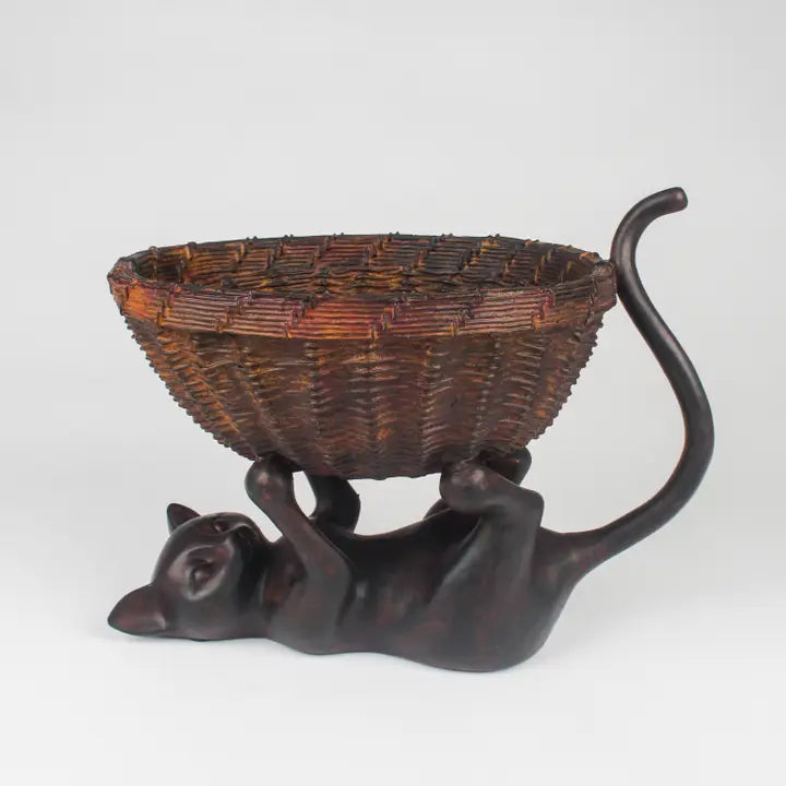 Cat Holding A Basket - 33cm