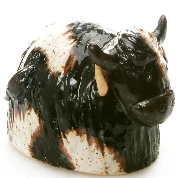 Round Cow Ceramic Figurine in Dairy - 12cm