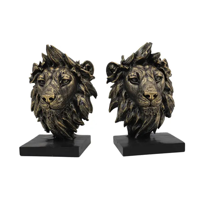 Lion Head Bookends