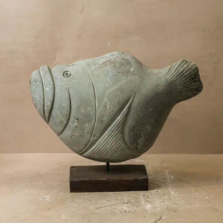 Stone Fish Sculpture - 34cm