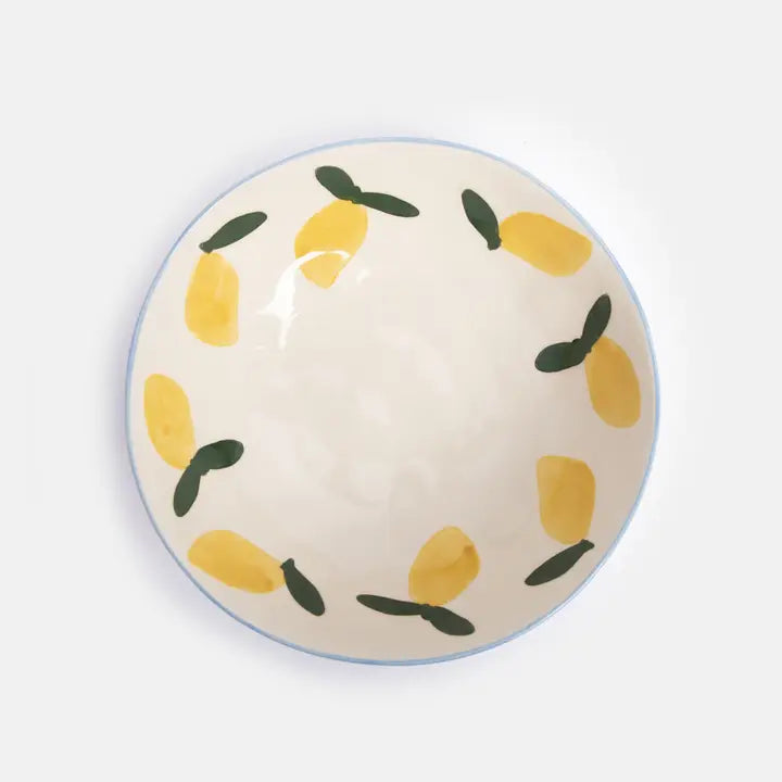 Lemons Round Shallow Bowl by Caroline Gardner - Set of 4