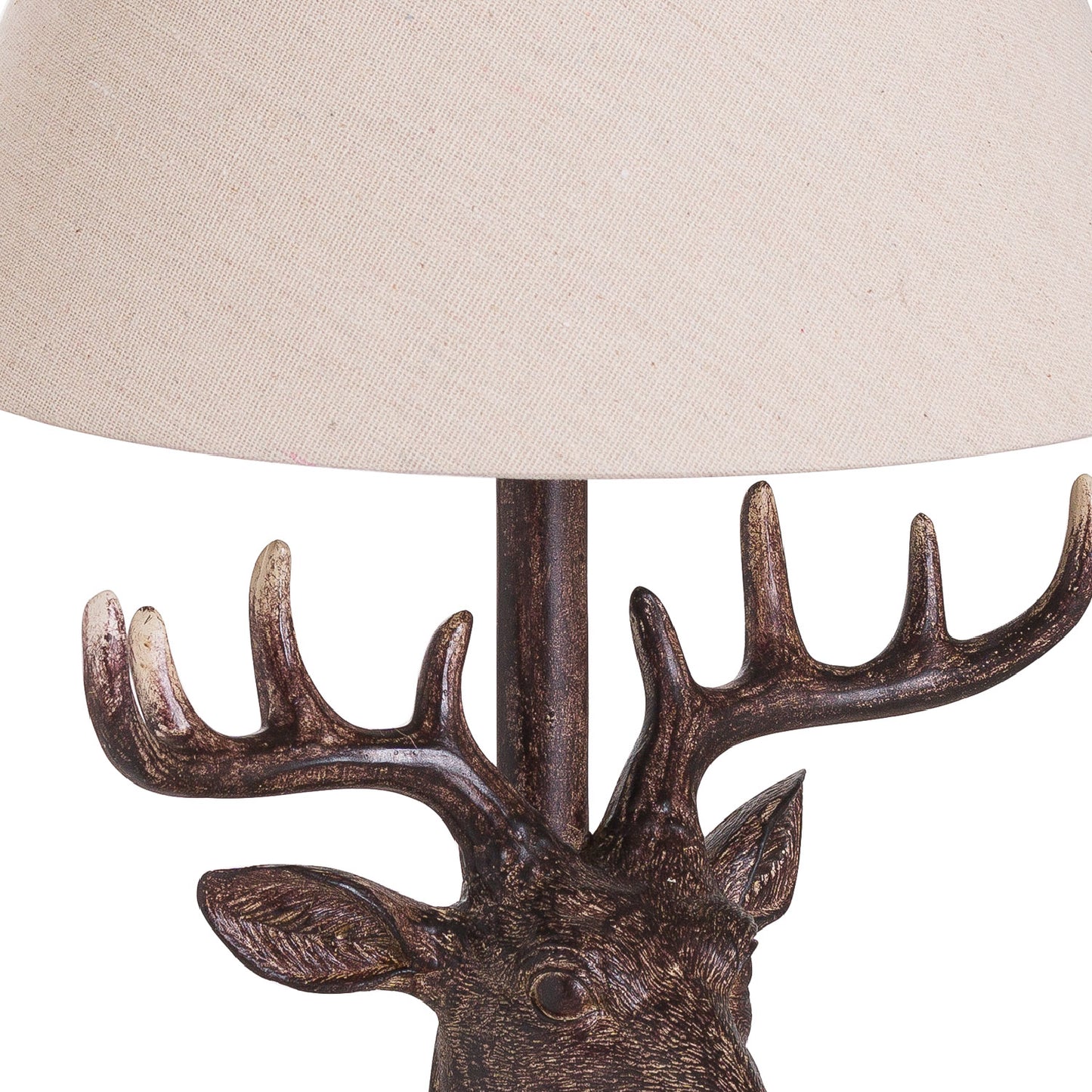 Stag Head Table Lamp With Linen Shade - 48cm