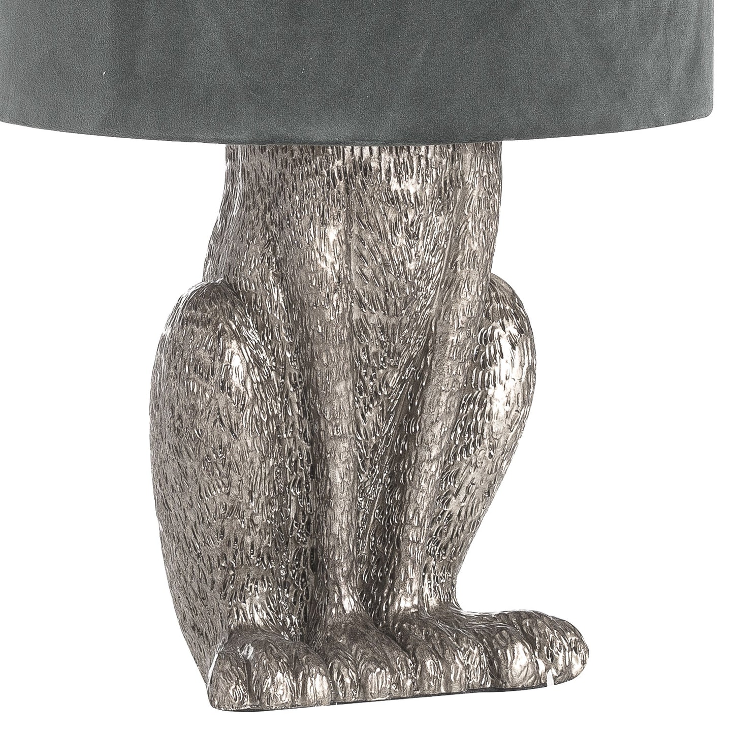 Silver Hare Table Lamp With Grey Velvet Shade - 50cm