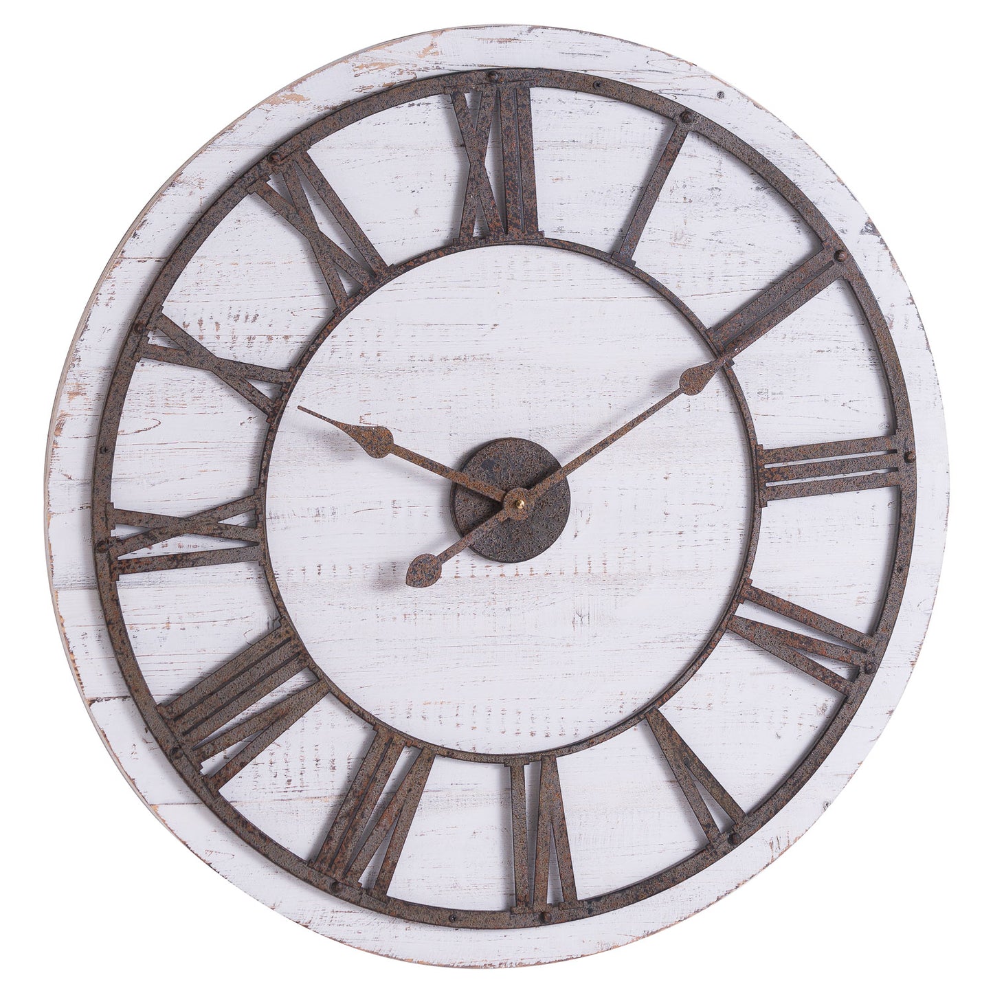 Rustic Wooden Clock With Aged Numerals And Hands - 68cm