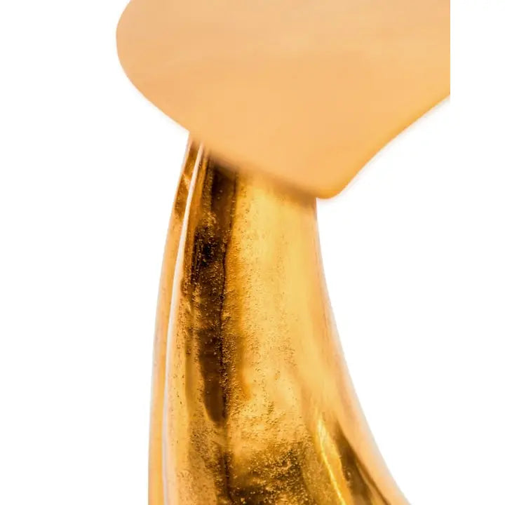Gold Aluminium Whale Tail Side Table - 55cm