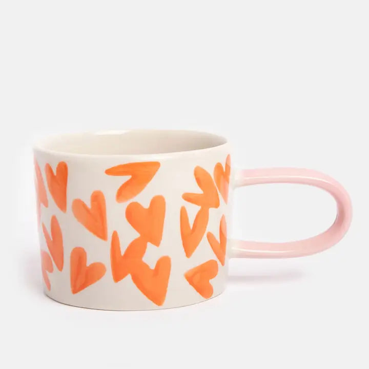 Red Magnet Hearts Ceramic Mug by Caroline Gardner - Set of 4 - 14.5cm