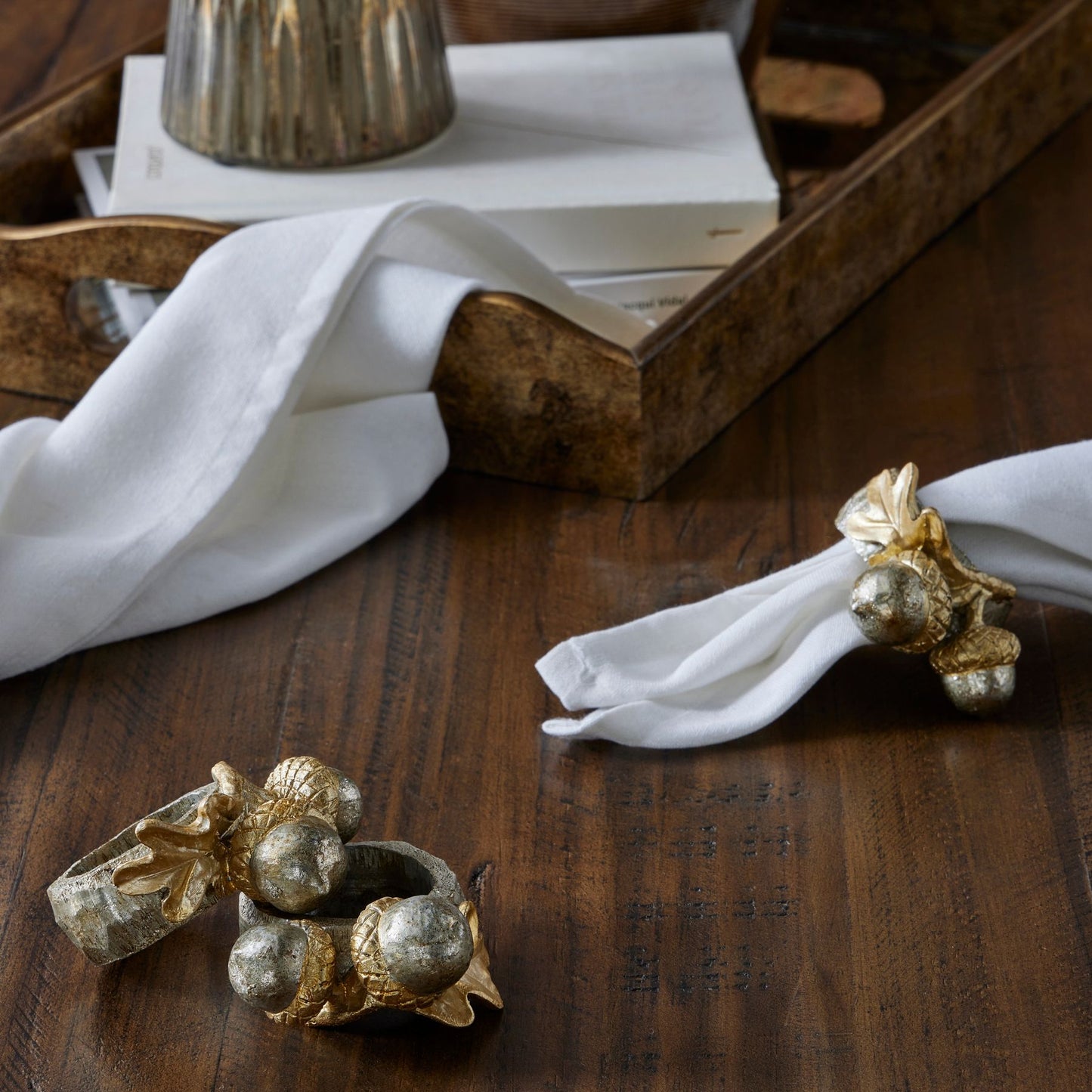 Gold Acorn Napkin Ring - 8cm