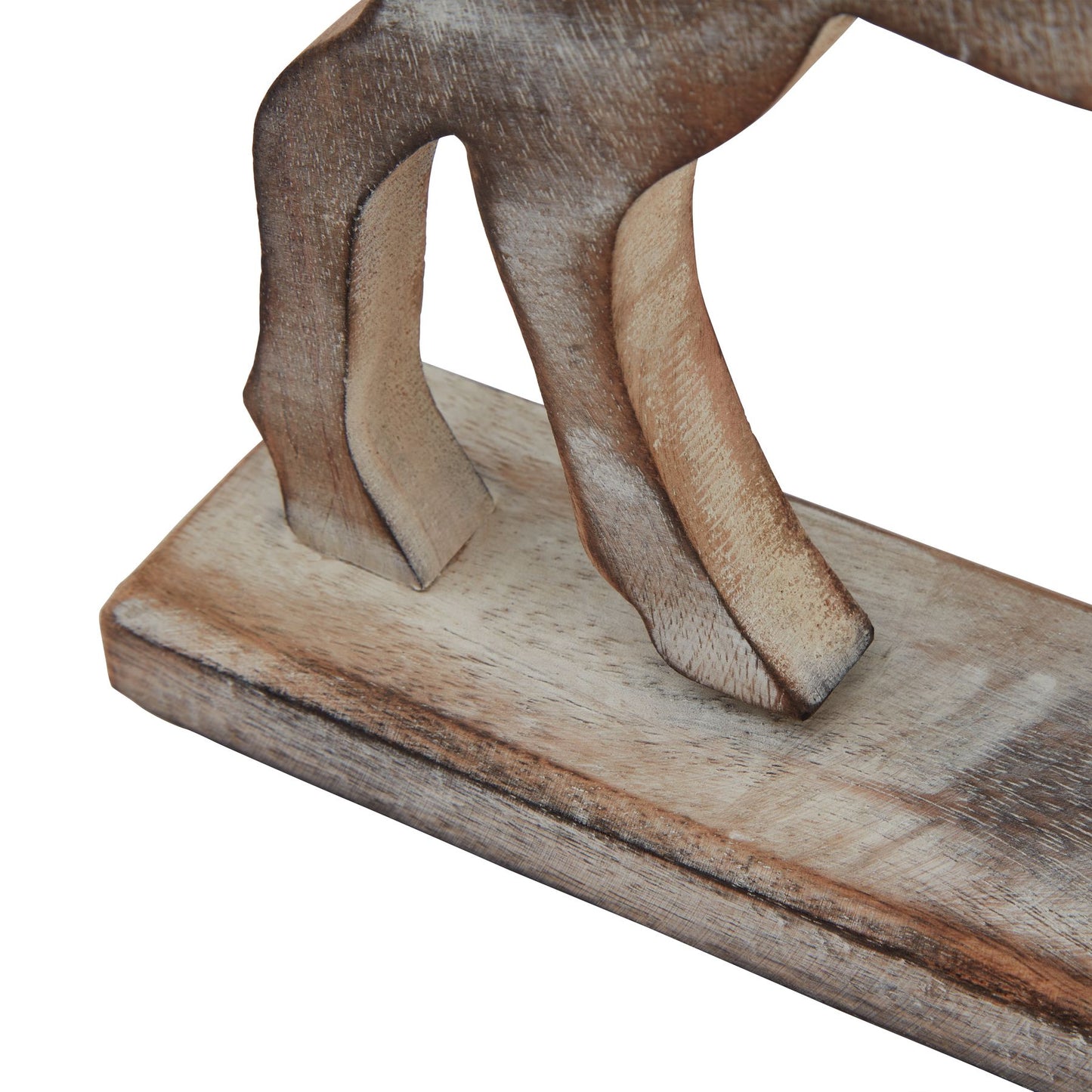 White Wash Wooden Reindeer Decoration - 32cm