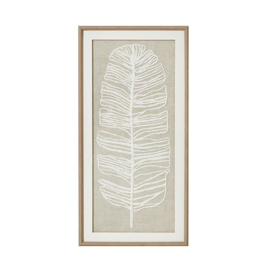Large Plume White Feather Art Mounted In Beaded Frame - 80cm