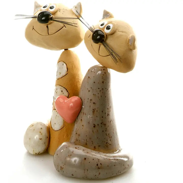 Handcrafted Ceramic Magical Cat Couple - 5cm