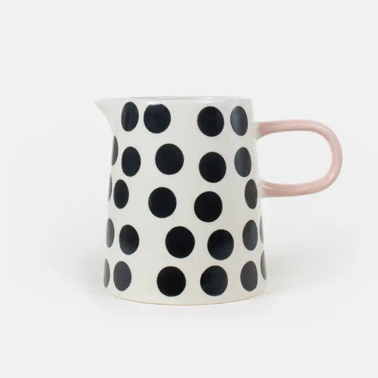 Monochrome Spot Hand Painted Stoneware Jug by Caroline Gardner - 15.5cm