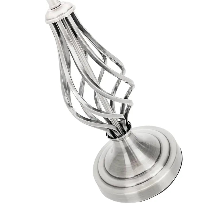 Table Lamp with Barley Twist Base and Linen Shade - 52cm - Nickel