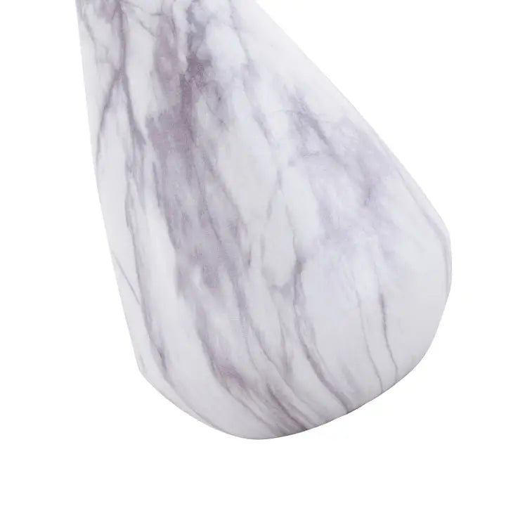 Marble Effect Ceramic Table Lamp Base with White Gloss Glazing and Chrome Trim - 37cm