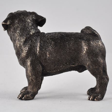 Standing Pug, Cold Cast Bronze Sculpture - 9.5cm