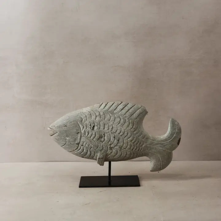 Stone Fish Sculpture - 34cm
