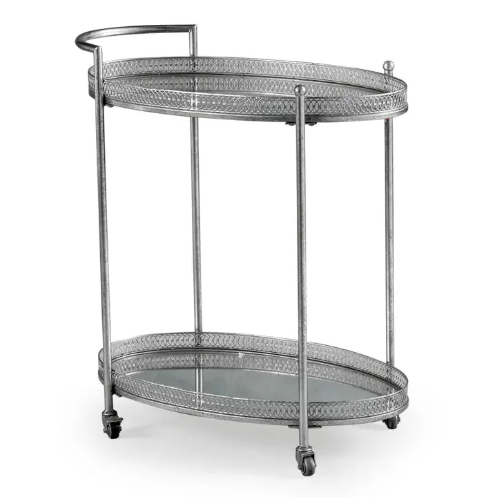 Antique Silver Metal Trolley - 87cm