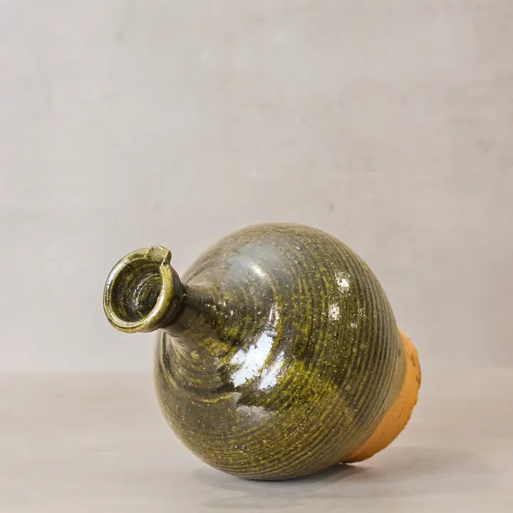 Glazed Bottle Vase Olive Green - 28cm