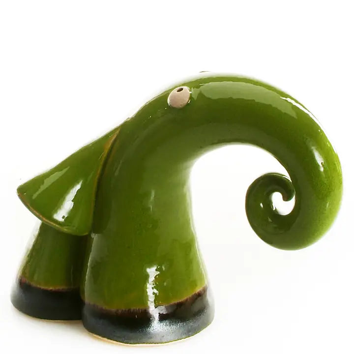Elephant Ceramic Figurine in Olive-- 16cm
