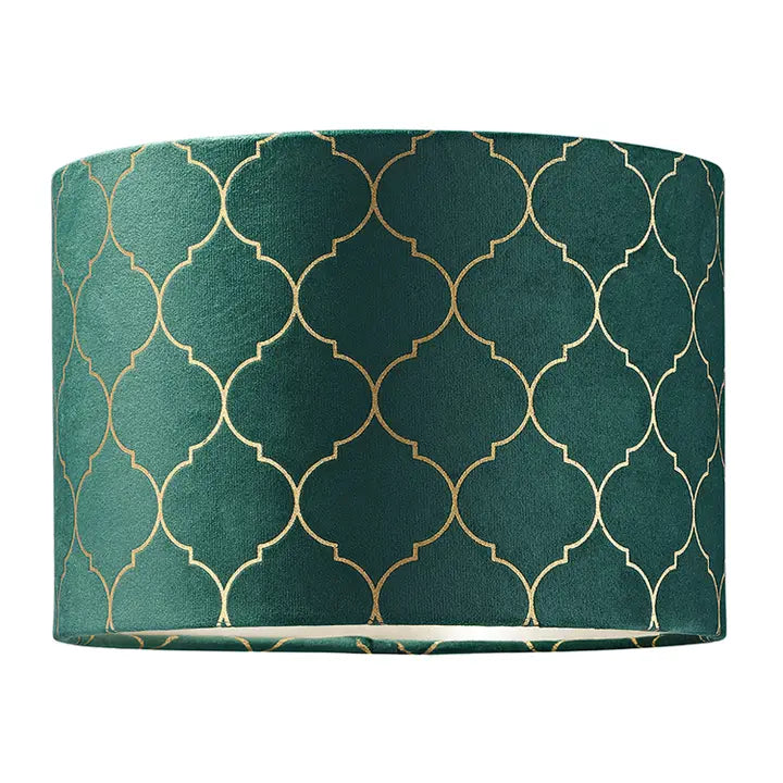 Soft Velvet Lamp Shade with Geometric Foil Decoration - 10"
