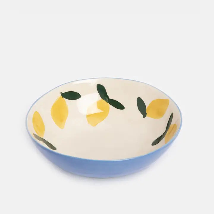 Lemons Round Shallow Bowl by Caroline Gardner - Set of 4