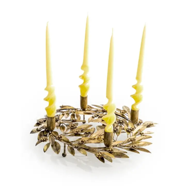 Antique Gold Wreath Candle Holder