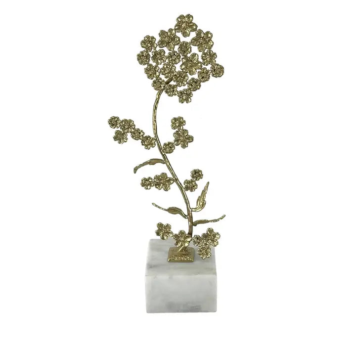 Vintage Brass Flower Sculpture - 40.6cm