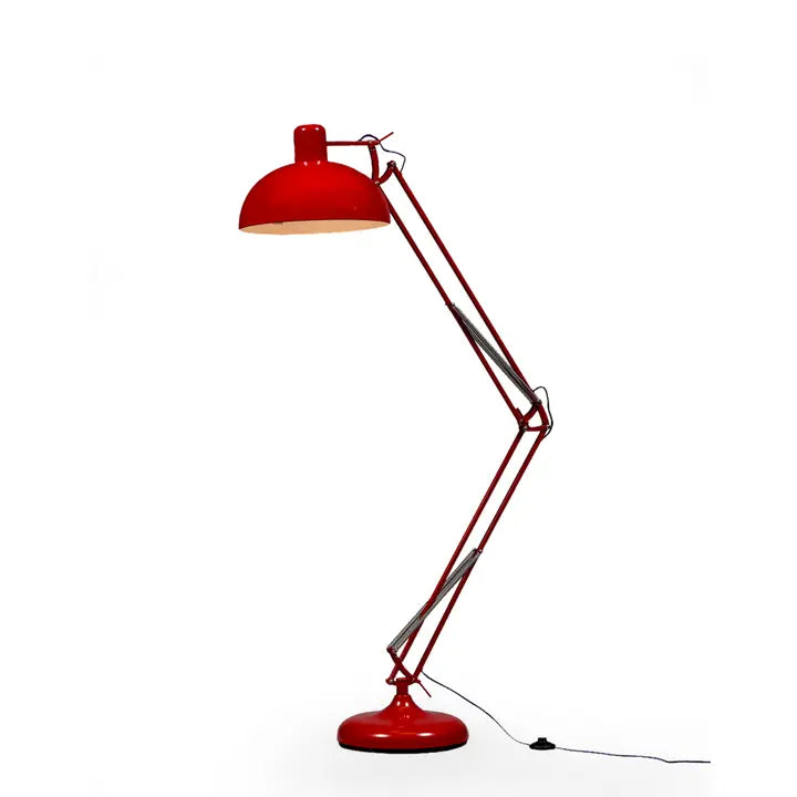 Classic Desk Style Floor Lamp with Red Fabric Flex - 190cm