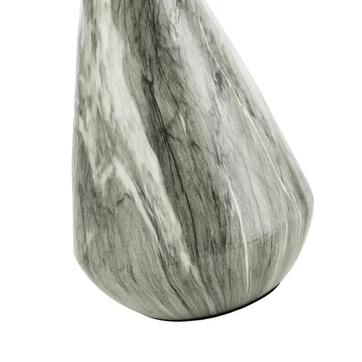 Marble Effect Ceramic Table Lamp Base with Grey Gloss Glazing and Chrome Trim - 37cm