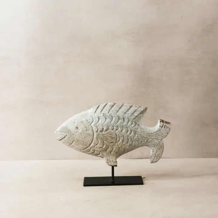 Stone Fish Sculpture - 30cm