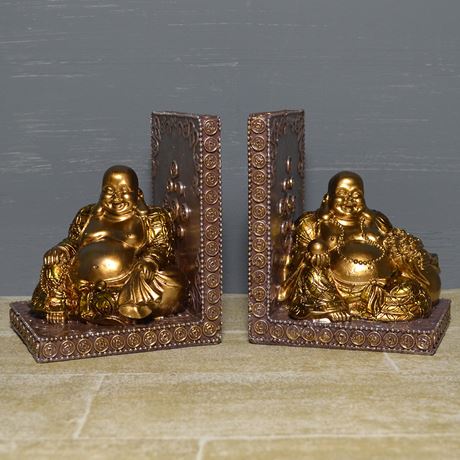 Golden Buddha Bookends - 14cm