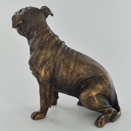 Sitting Staffordshire Bull Terrier, Bronze Effect Sculpture - 15cm