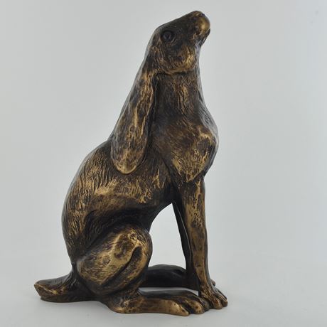 Moon Gazing Hare, Bronze Effect Sculpture - 16.5cm